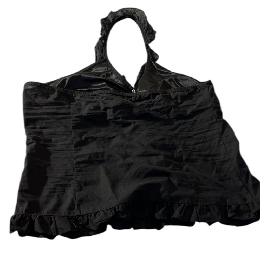 Susie Rose size XXL black halter top pearl front snap buttons